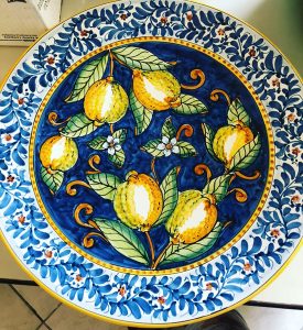 tavolo in ceramica cm 60 decoro limoni