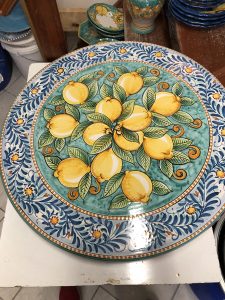 tavolo in ceramica cm 60 decoro limoni