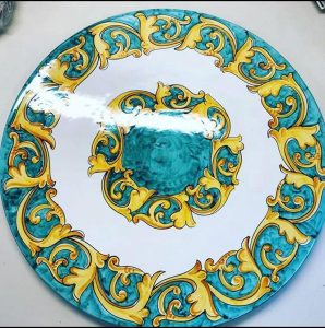 tavolo in ceramica cm 60 decoro barocco