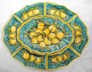 decoro limoni antipastiera ovale 7 pezzi cm.47 x 57 