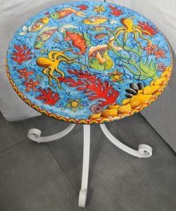 soggetti marini tavolo di terracotta diametro cm.60 